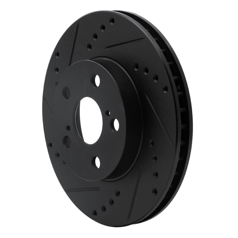 Toyota Celica Brake Rotor (1) - Front Left - R1 Concepts - Drilled & Slotted - Black - `94-`00